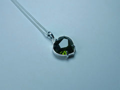 Faceted Moldavite Heart Necklace – Rhodium-Plated Sterling Silver