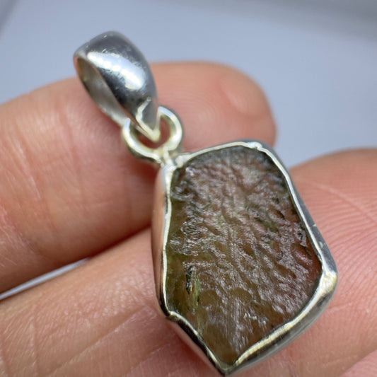 Sterling Silver Moldavite Pendant | 1.64g | Chlum