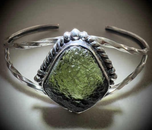 Imperial Moldavite Silver Bracelet