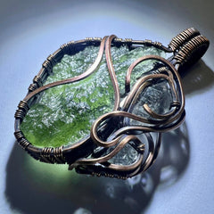 3.03g Double Herkimer, Moldavite Copper Pendant