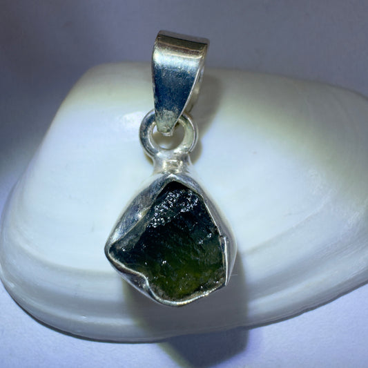 Sterling Silver Moldavite Pendant | 1.57g | Chlum