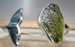 Moldavite/Silver bracelet "Whales Tail" 2.7