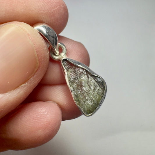 Sterling Silver Moldavite Pendant | 1.57g | Chlum