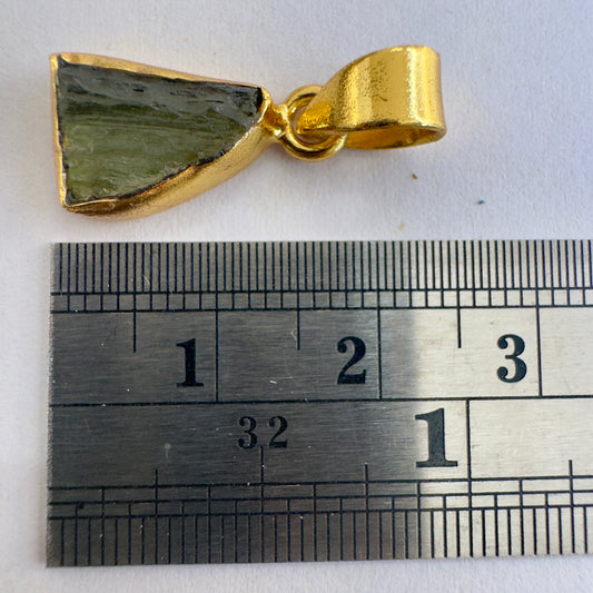 Gold Plated Moldavite Pendant | 1.56g | Chlum