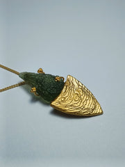 Botanical Form Gold-Plated Moldavite Necklace (2.14g)