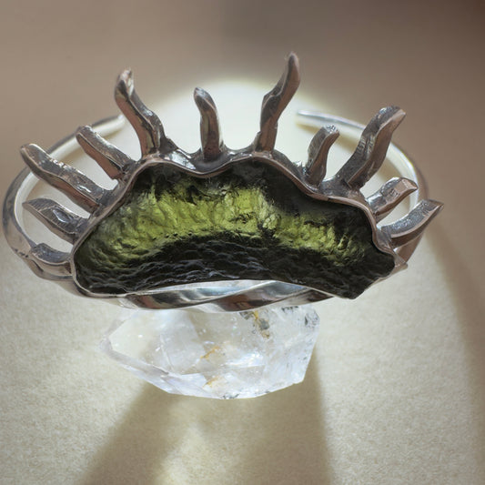 3.3g Chlum Moldavite Sun Bracelet in Sterling Silver