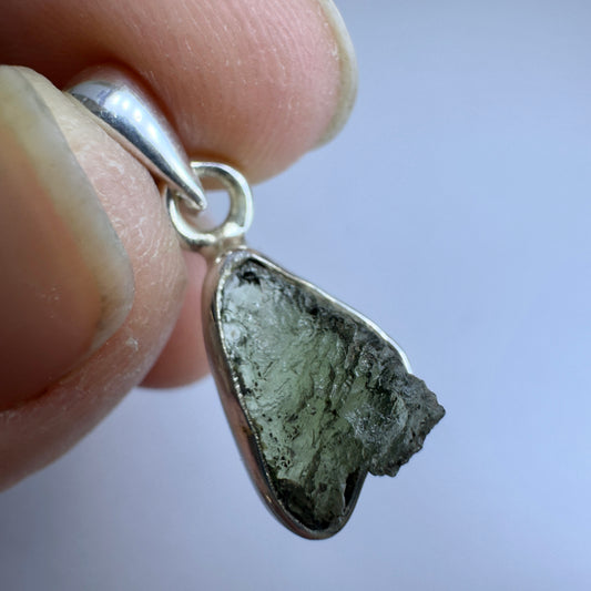 Sterling Silver Moldavite Pendant | 1.65g | Chlum