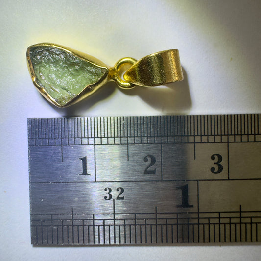 Gold Plated Moldavite Pendant | 1.51g | Chlum
