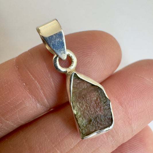 Sterling Silver Moldavite Pendant | 1.54g | Chlum