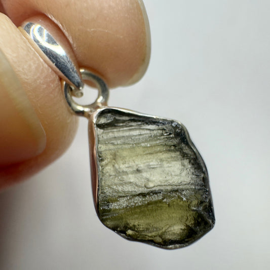 Sterling Silver Moldavite Pendant | 1.76g | Chlum