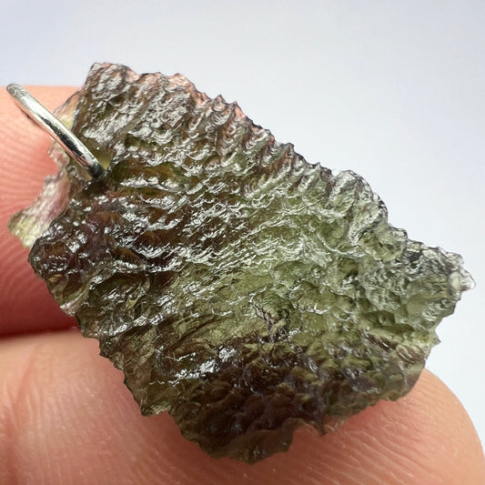 Sterling Silver Moldavite Pendant | 2.53g | Chlum