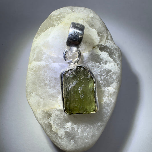 Sterling Silver Moldavite Pendant | 1.83g | Chlum