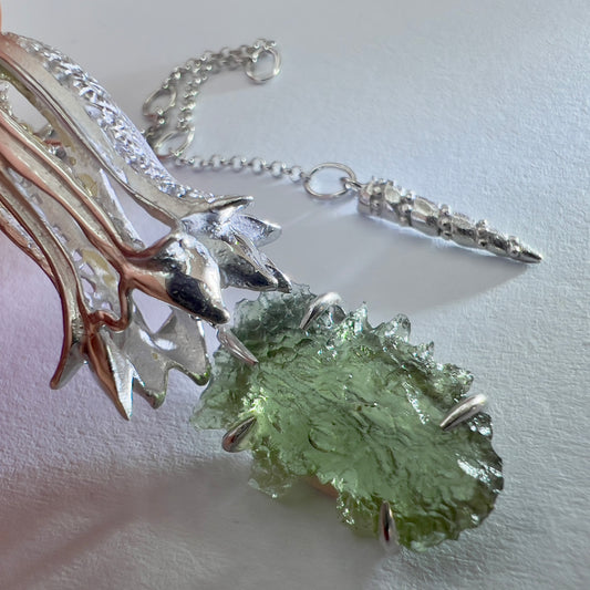 Beautiful Sterling Silver Moldavite Necklace
