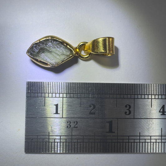 Gold Plated Moldavite Pendant | 1.44g | Chlum