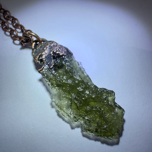 Copper Electroformed Moldavite Pendant | 1.42g | Chlum