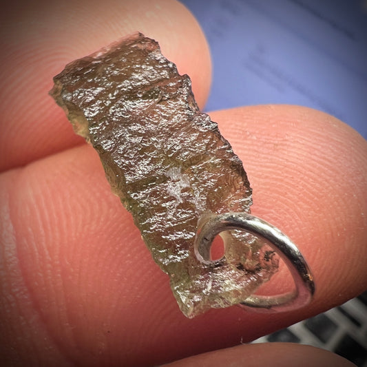 0.9g Natural Moldavite Sterling Silver Pendant