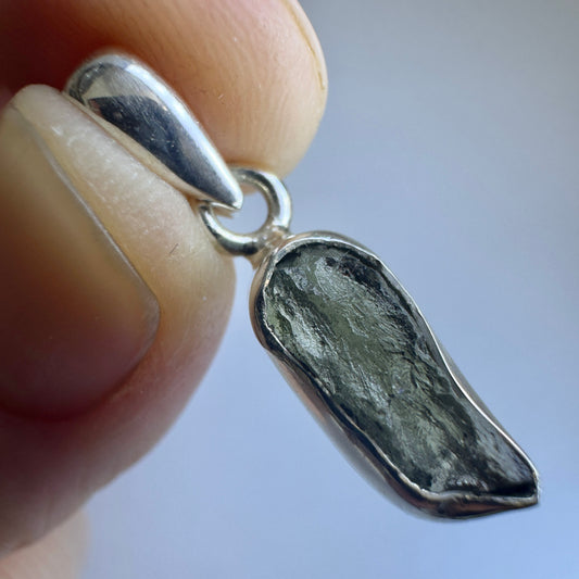 Sterling Silver Moldavite Pendant | 1.65g | Chlum