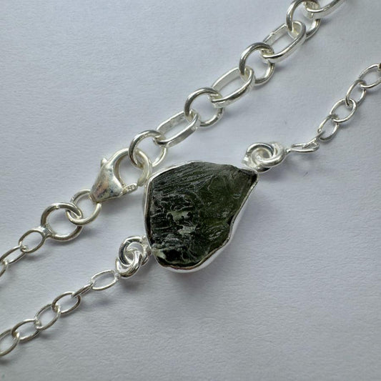 Sterling silver Moldavite bracelet 3.65g Chlum