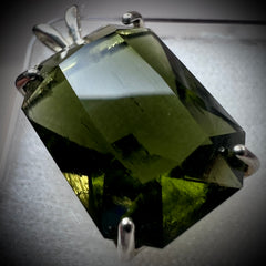 Silver Moldavite pendant necklace