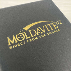 Celtic Thick Band Rectangular Silver Moldavite Ring - Size 9 (S)