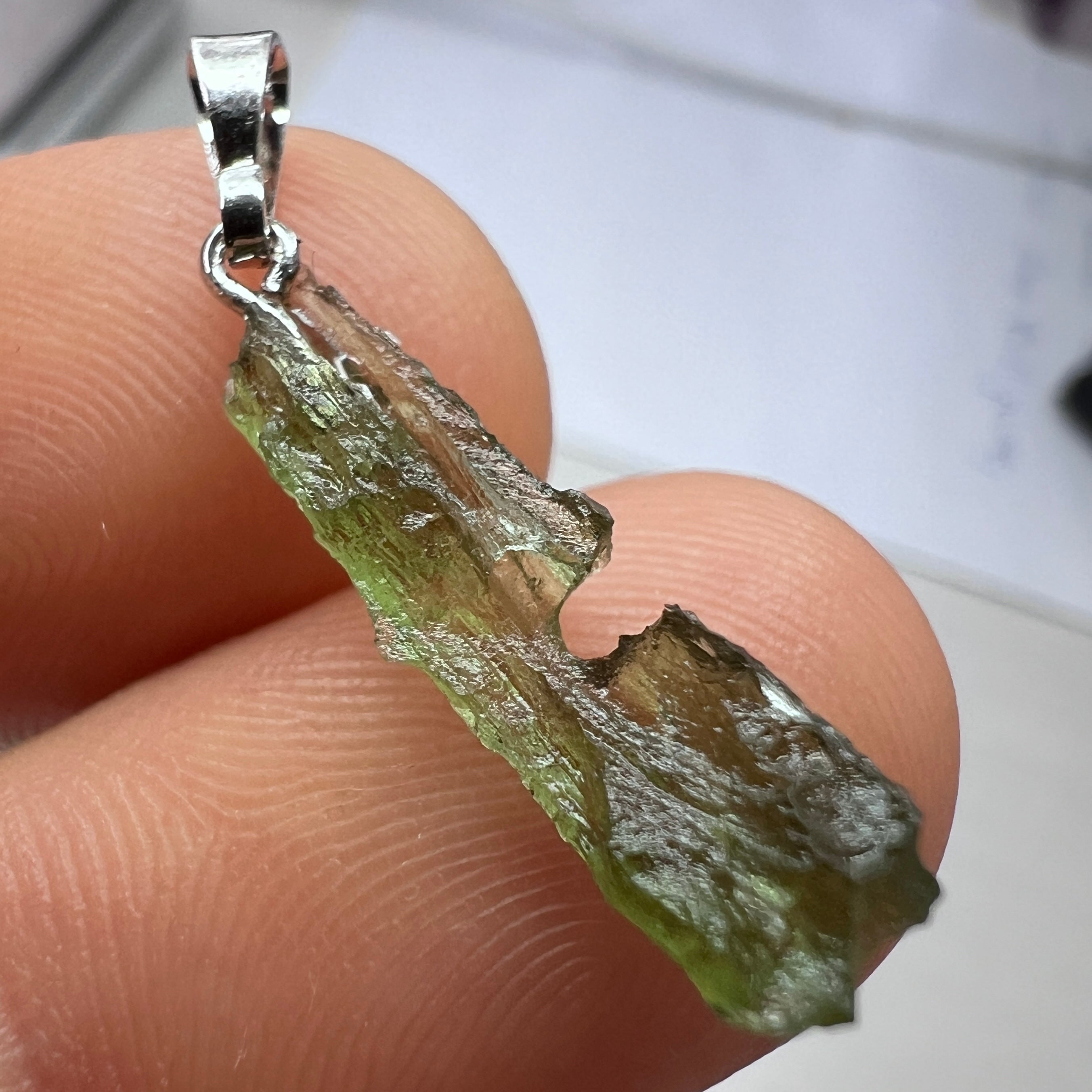 Genuine moldavite pendant