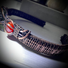 1.15g Moldavite & Copper Bracelet with Red Carnelian Stones