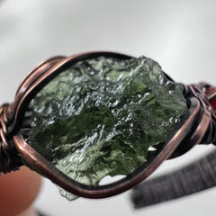 1.15g Moldavite & Copper Bracelet with Red Carnelian Stones