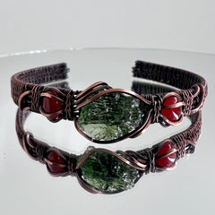 1.15g Moldavite & Copper Bracelet with Red Carnelian Stones