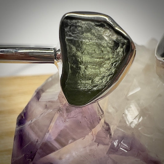 Sterling Silver Moldavite & Herkimer Bracelet | 0.8g | Chlum