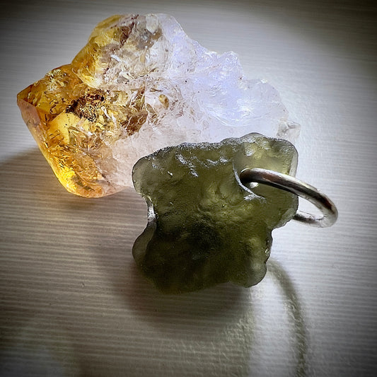 Silver Moldavite Pendant | 1.54g | Chlum