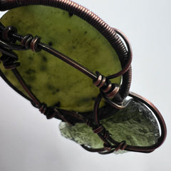 Moldavite & NZ Greenstone Pendant.