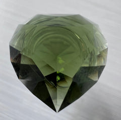 Faceted Moldavite Heart Necklace – Rhodium-Plated Sterling Silver