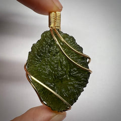 8.9g Moldavite & Gold Wrap Pendant 14k Gold Fill