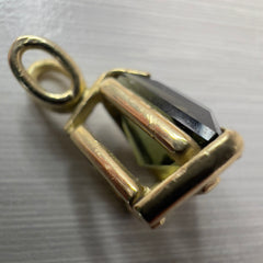 Moldavite Triangle Pendant – Solid 14k Gold