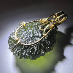 11.3g Moldavite & Gold Pendant