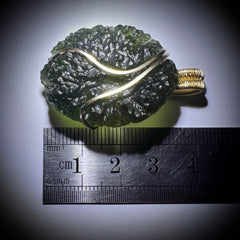 11.3g Moldavite & Gold Pendant