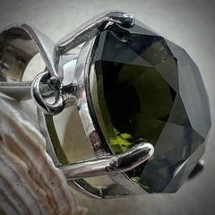 5.16ct Brilliant Cut Moldavite Pendant in Sterling Silver