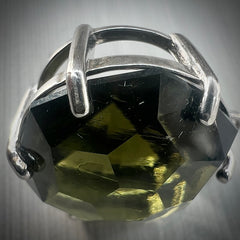 8.37ct HexaBrilliant Cut Moldavite Pendant in Sterling Silver