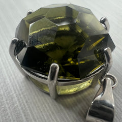 8.37ct HexaBrilliant Cut Moldavite Pendant in Sterling Silver