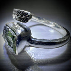 Spiral Sterling Silver Moldavite Ring - Open Size 8(Q)