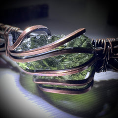 1.3g Moldavite and Copper Bracelet with Tigers Eye Accent Stones