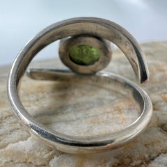 All Seeing Eye Sterling Silver Moldavite Ring - 4 (O)