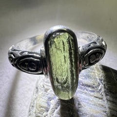 Bezel Set Oval Silver Ring - Size 13