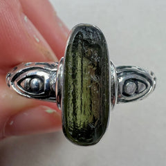 Bezel Set Oval Silver Ring - Size 13