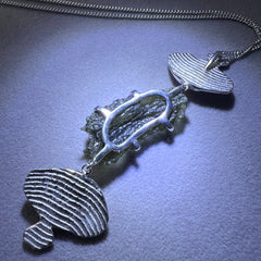 Dual Tail Design Silver Plated Moldavite Necklace