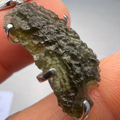 Dual Tail Design Silver Plated Moldavite Necklace