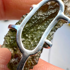 Dual Tail Design Silver Plated Moldavite Necklace