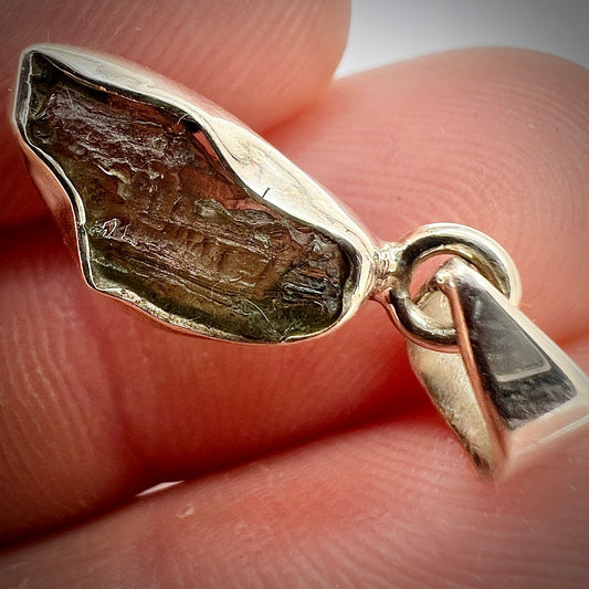 1.56g Bezel Set Moldavite/Silver Pendant