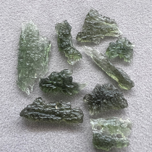 7.74g Total Weight Moldavite Wholesale Lots (9 pcs)