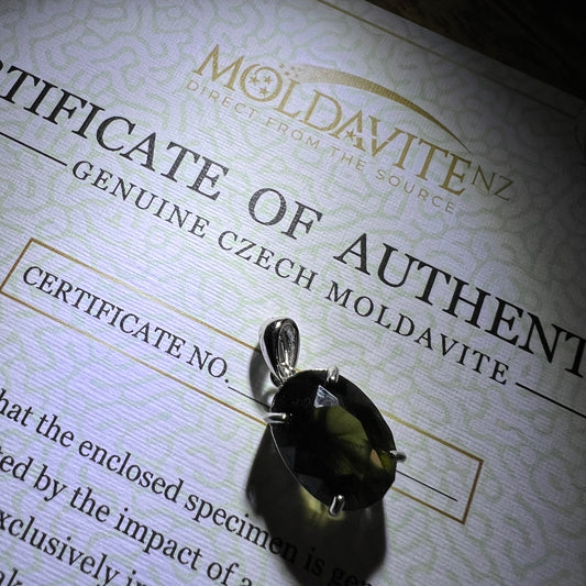 Moldavite Silver Ring (Size 8 3/4 - R 1/2)